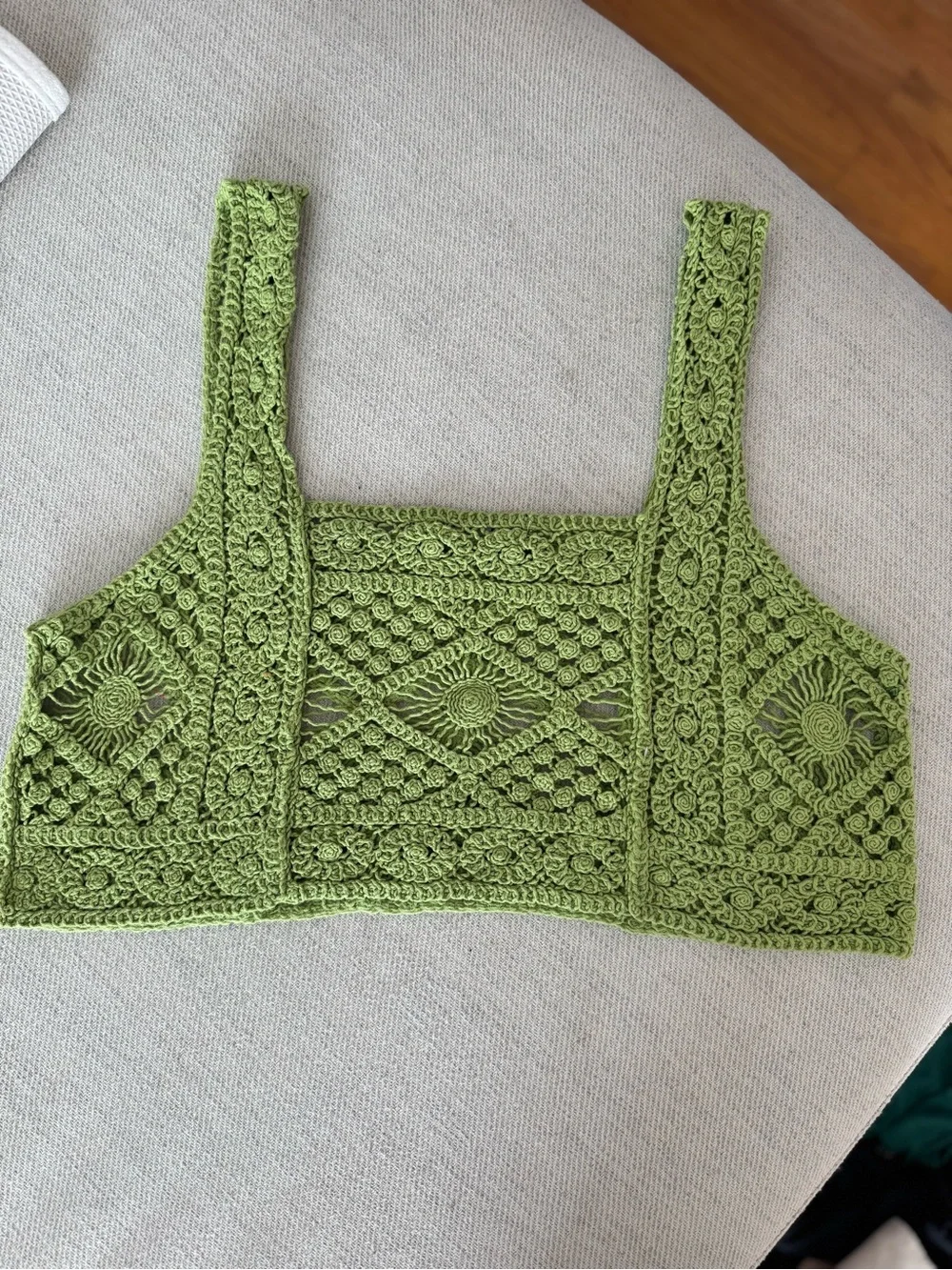Zara Lime Green Crochet Crop Tank